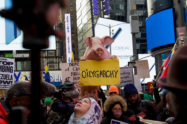 Demonstration in Times Square against the attack